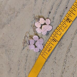 Women's Silver Paw Print Fish Hook Earrings